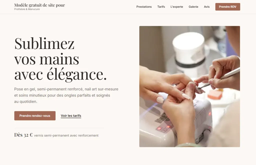 Modèle gratuit de site pour onglerie