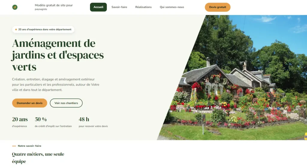 Modèle gratuit de site pour Paysagiste